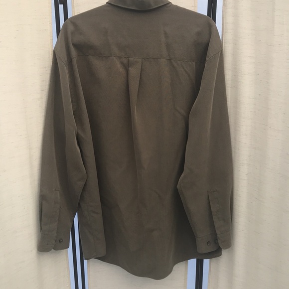 Button down casual men shirt by Perry Ellis size L Olive brown - Picture 6 of 8